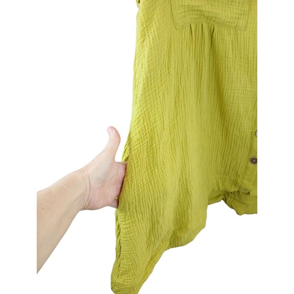 Lucca Green Oversized Gauze Tunic Pockets Cap Sleeve Sz Medium Boho Beach Dress - Picture 5 of 9